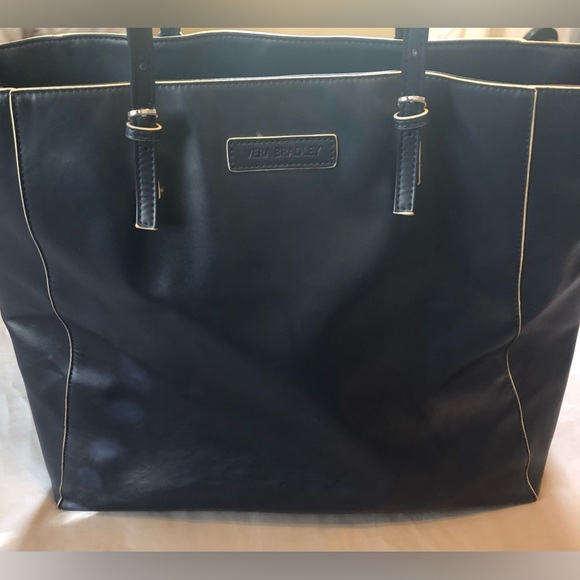 Vera Bradley Buckle Slim Faux Leather Navy Blue Tote - Picture 6 of 8